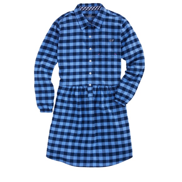 Vineyard Vines Girls Lighthouse Gingham Flannel Shirt Dress size‎ 12 - Picture 1 of 5